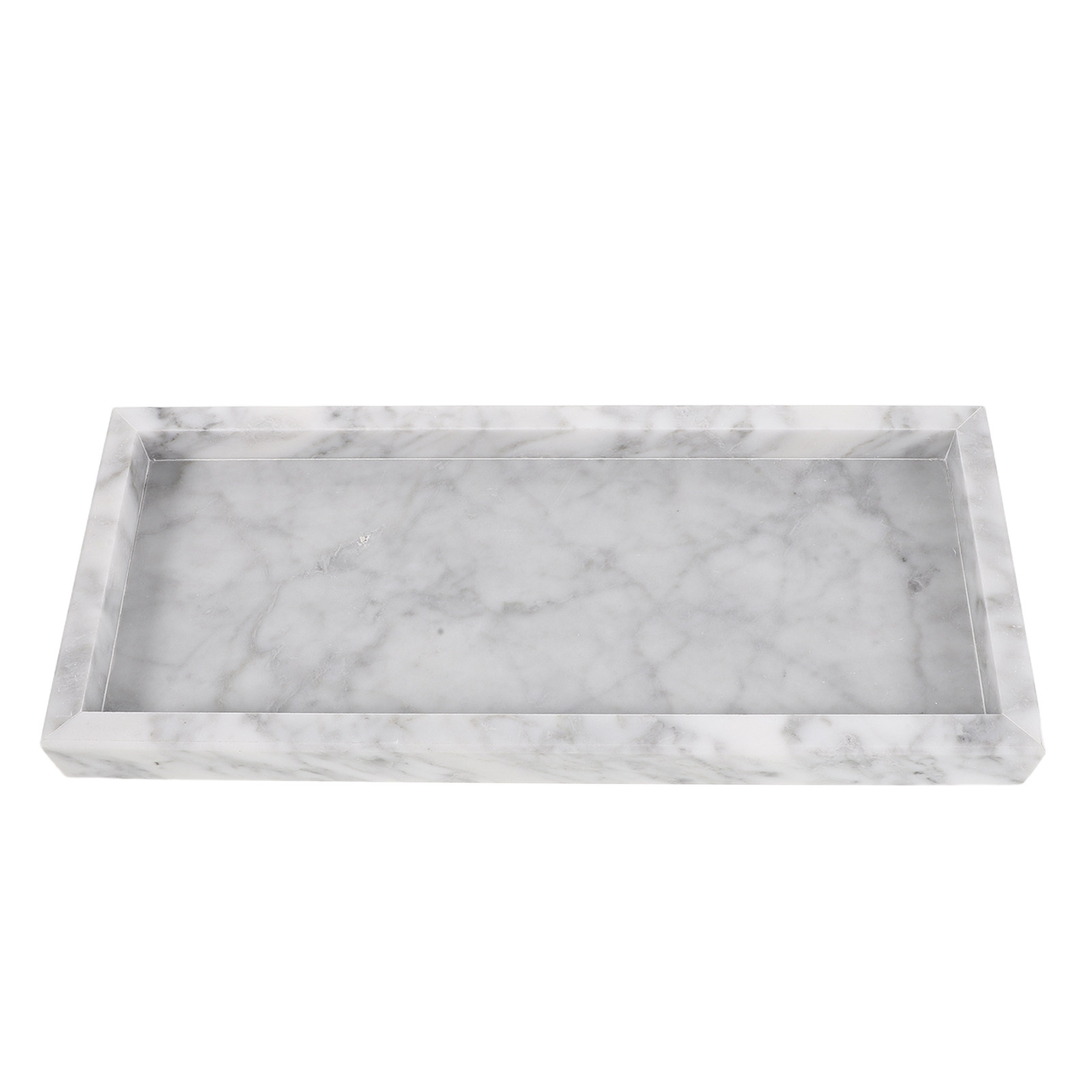 Home Bathroom Organizer - Bandeja rectangular de mármol para tocador