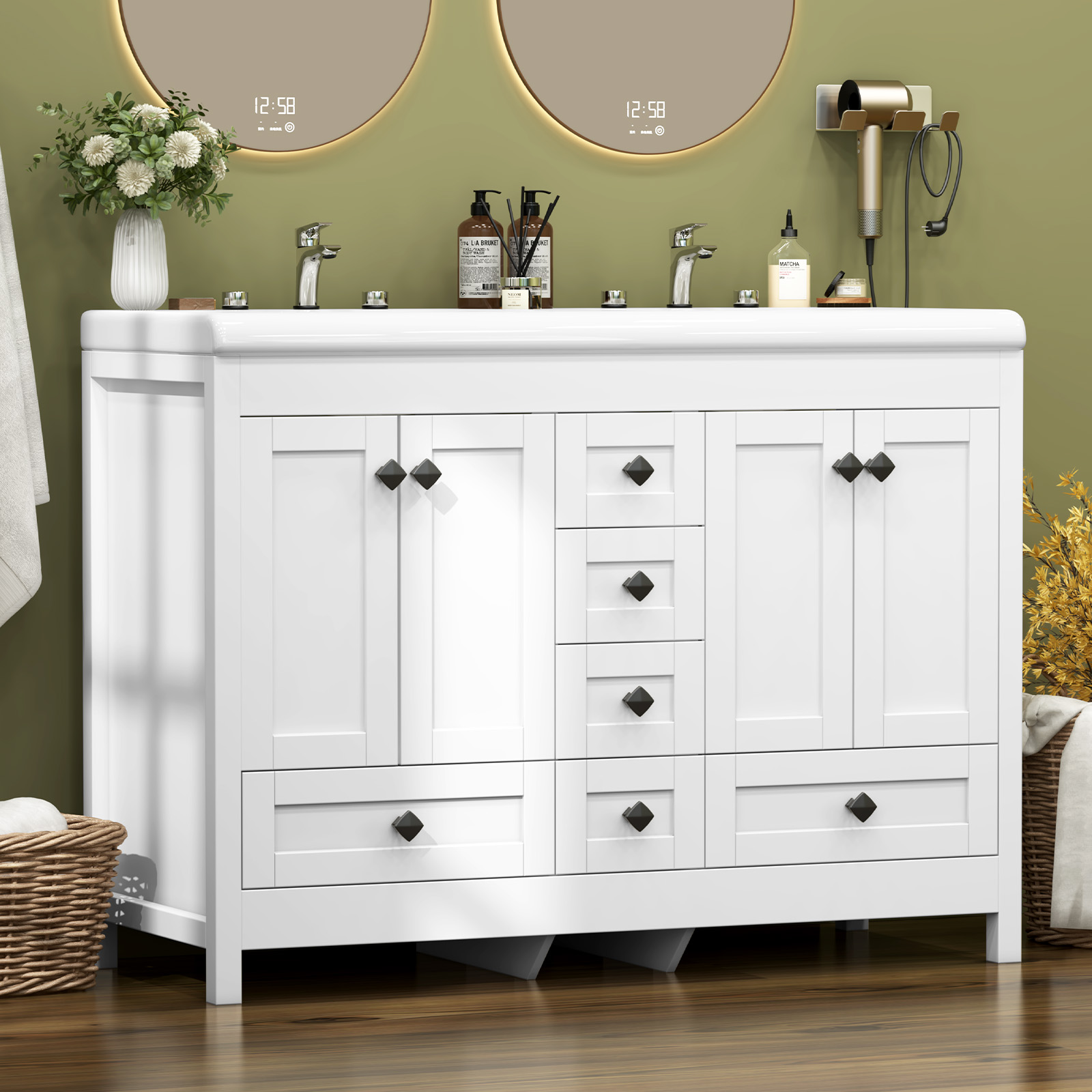 Home Bathroom Vanity Combo - Mueble de baño blanco de 47.3
