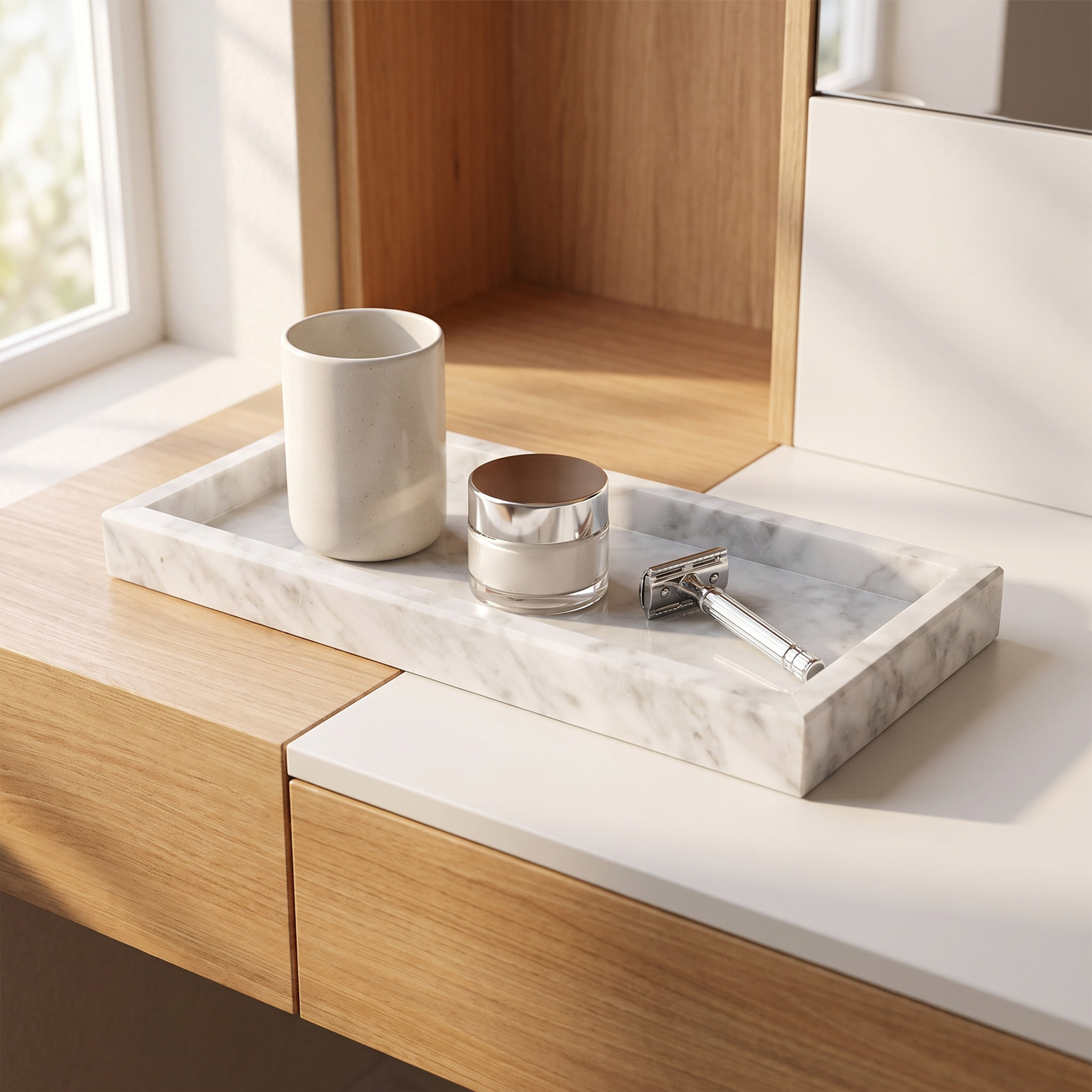 Bandeja rectangular de mármol  - Home Bathroom Organizer reseña y precio